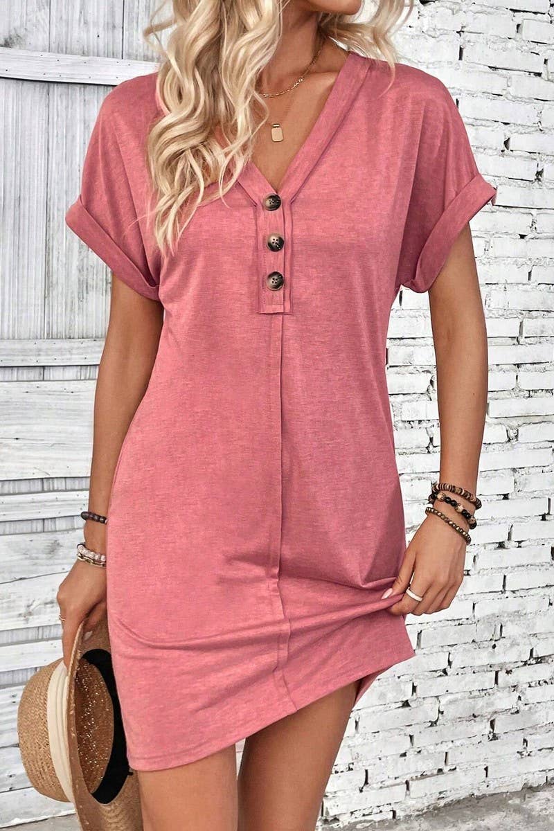 V-NECK RAGLAN SLEEVE DRESS